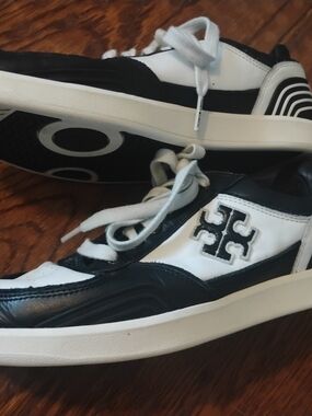 Tory Burch Black and White Logo Low-Top Sneakers
